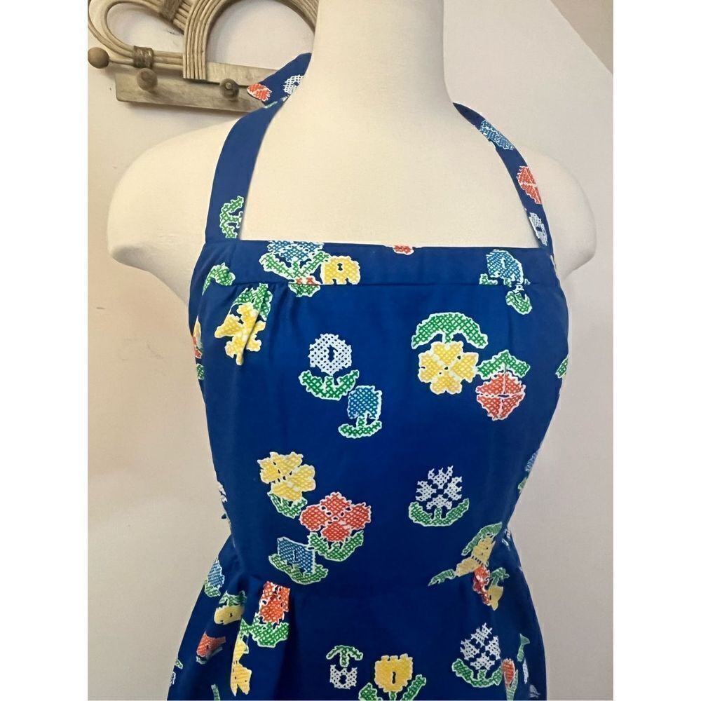 Malia Honolulu Vintage 60s Blue Floral Halter Dress XS - Picture 2 of 13